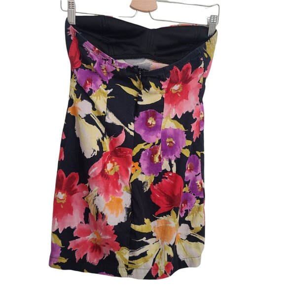 Forever 21 Dress Juniors Small Black Floral Print Mini Strapless Cotton Blend - Picture 2 of 12